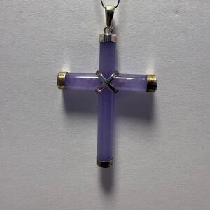 Sterling Silver 925 Italy Purple Cross Pendant